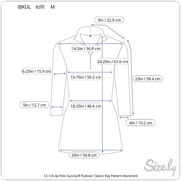 IBKUL Icifil Long Sleeve 1/4 Zip Sun Golf Pullover Classic Key Pattern Med - Picture 10 of 10